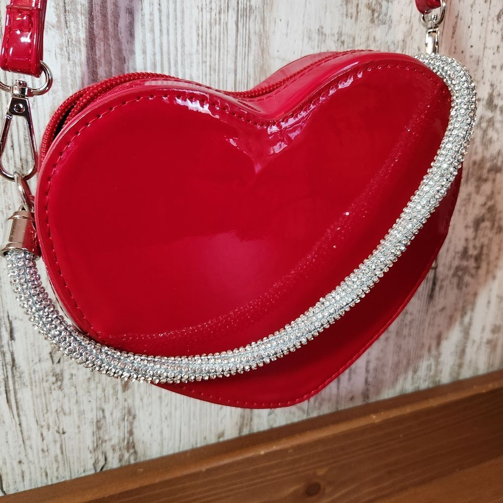 Art Class Red Heart Crossbody Bag with Silver Detail